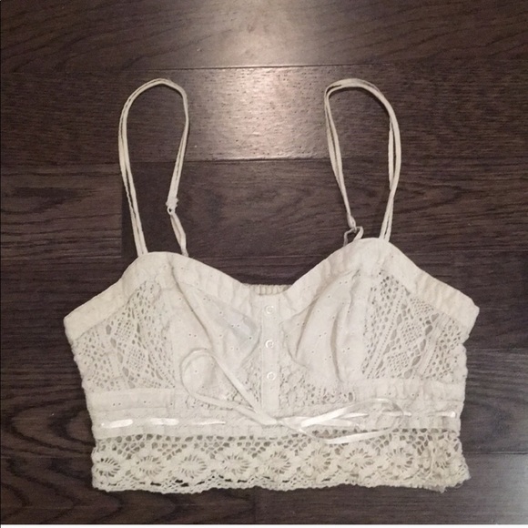 American Eagle Outfitters Tops - Boho Crop Top | White Eyelet Lace